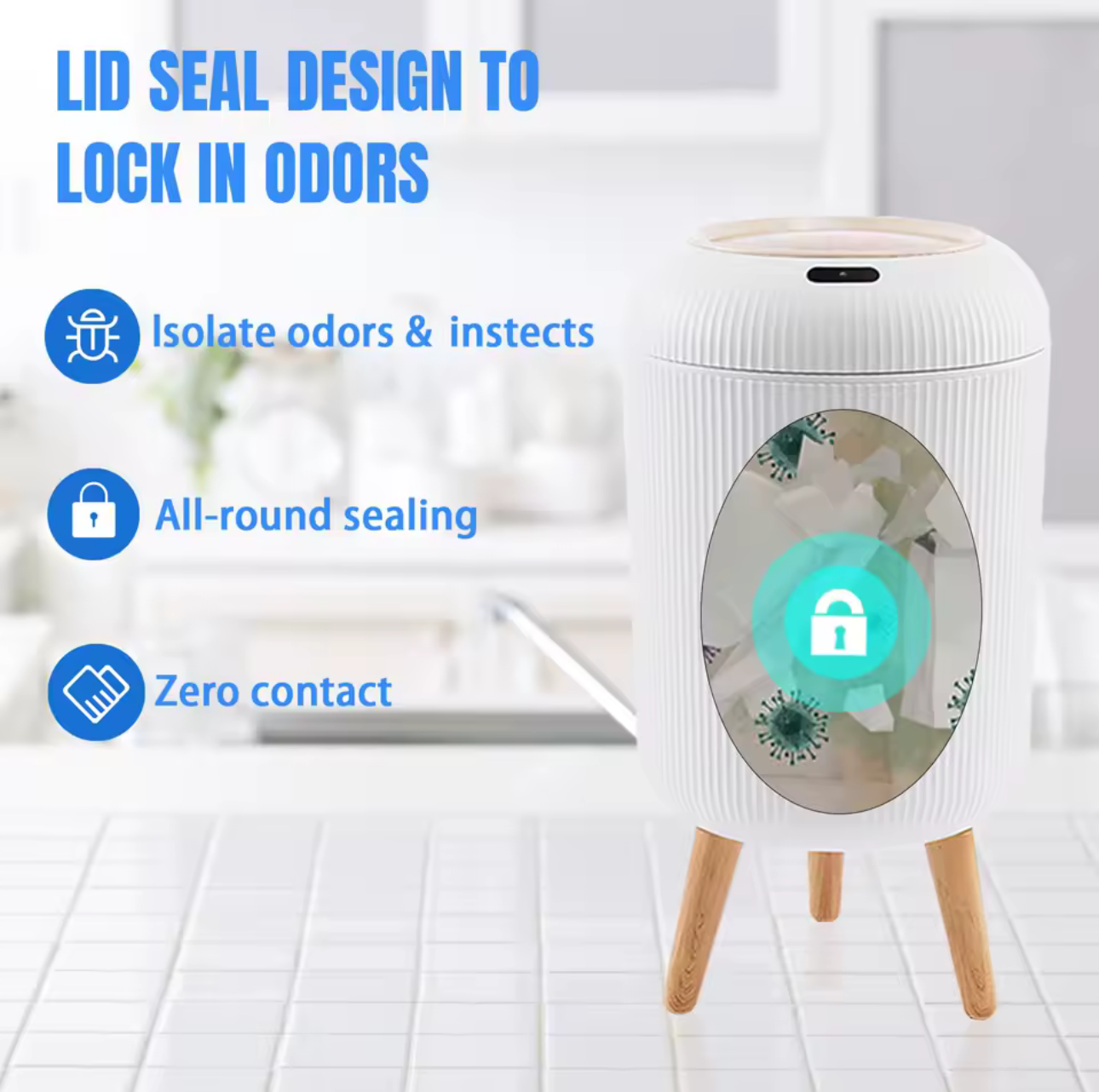 Smart Motion Sensor Trash Can – Touchless Automatic Lid for Bedroom office& kitchen