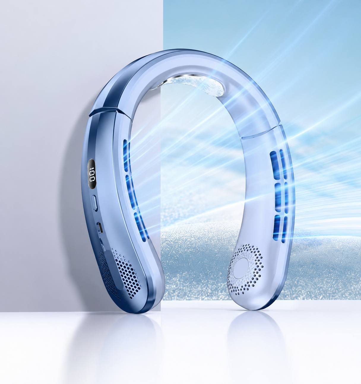 ArcticFlow™ 8000mAh Smart Neck Fan – 100-Speed Bladeless Cooling