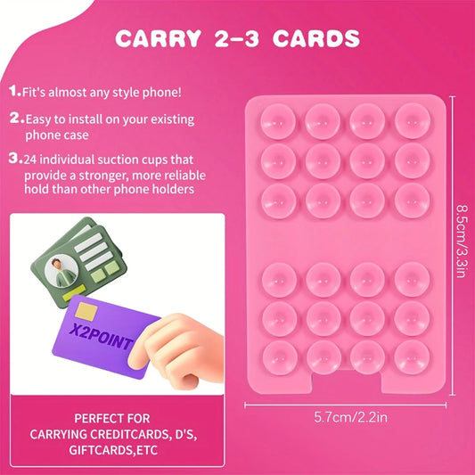 1pc Silicone Suction Cup Phone Holder with Card Wallet for Convenient Selfies, Compatible with Android and Iphone