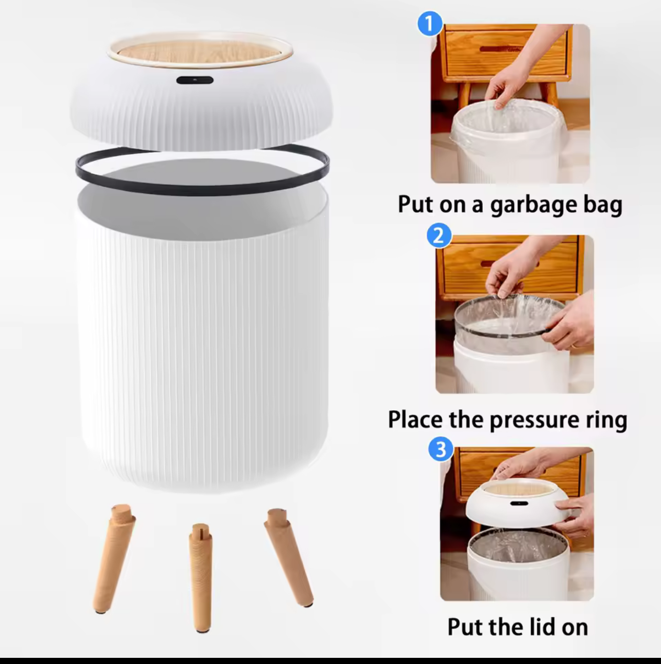 Smart Motion Sensor Trash Can – Touchless Automatic Lid for Bedroom office& kitchen