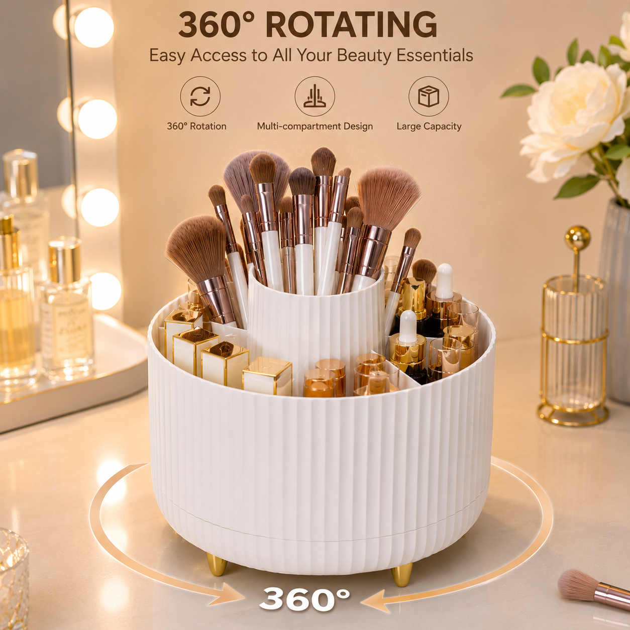 360° Rotating Makeup Organizer Luxury 360° Rotating Makeup Organizer

✨ Organize Your Beauty Essentials in Style

Say goodbye to cluttered countertops and messy makeup collections. The Luxury 360° Rotating Makeup Organizer keeps all your beauty essentials