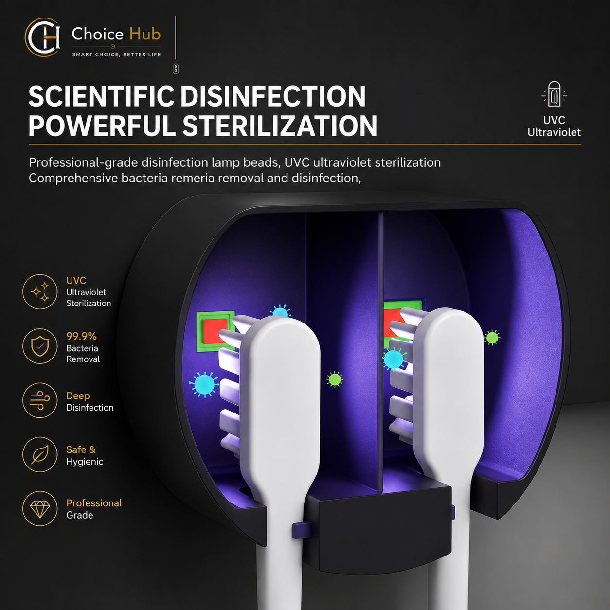 Smart UV Toothbrush Sterilizer Case – Portable Rechargeable Travel Sanitizer