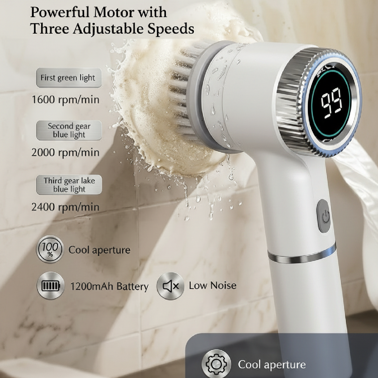 TurboClean™ Electric Spin Scrubber – 5 Brush Heads & 3-Speed Powerful Cordless Cleaner