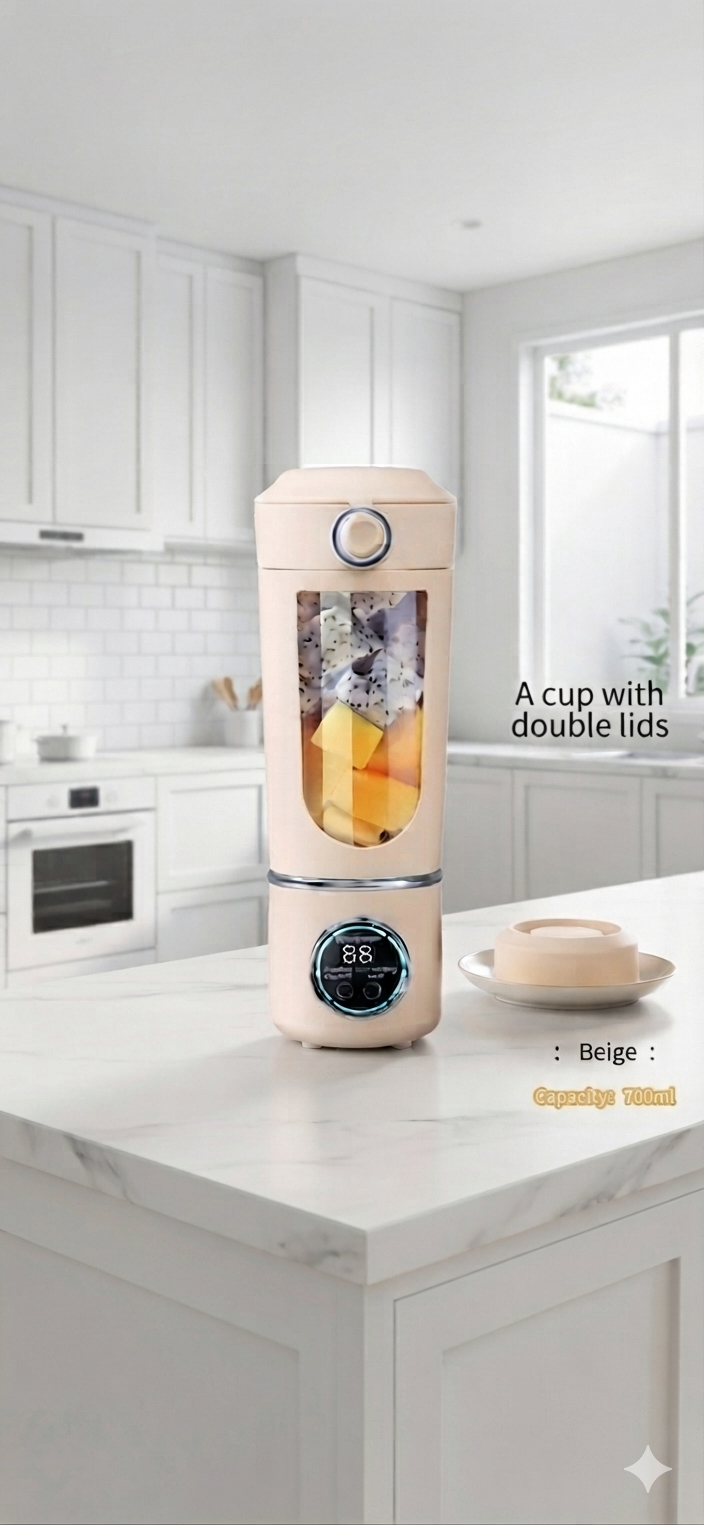 Portable Blender Bottle 700ML – USB Rechargeable Smoothie & Juice Maker