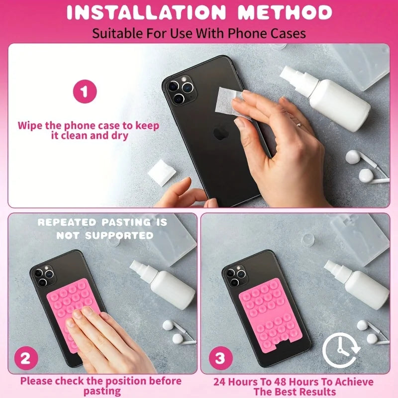 1pc Silicone Suction Cup Phone Holder with Card Wallet for Convenient Selfies, Compatible with Android and Iphone