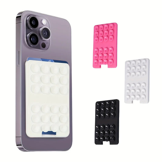 1pc Silicone Suction Cup Phone Holder with Card Wallet for Convenient Selfies, Compatible with Android and Iphone
