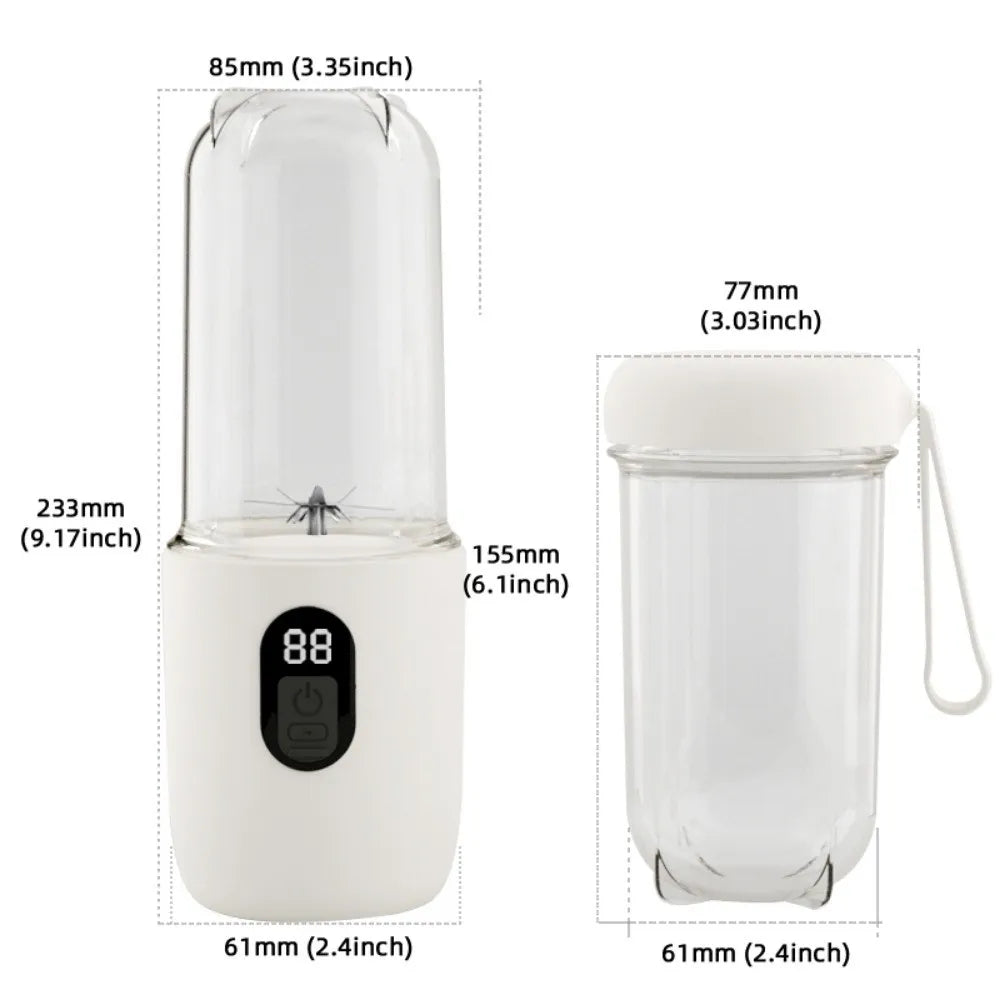 Portable Auto Juicing Cup USB Rechargeable Cordless Electric Fruit Juicer Multifunction 500ml Capacity Fruit Extractor Cup